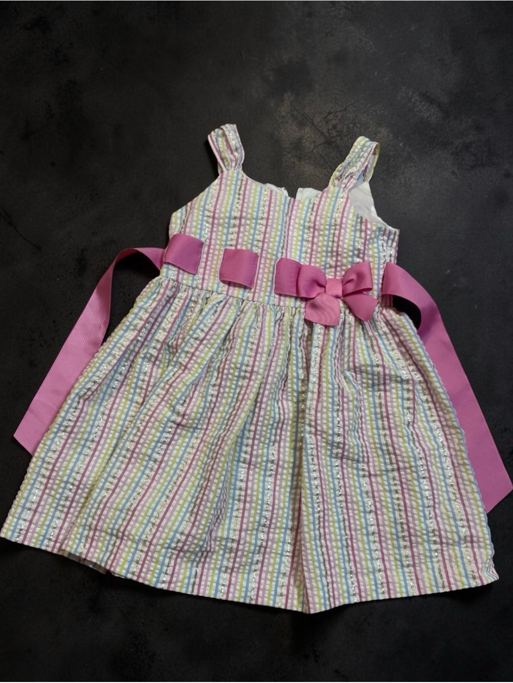 3T Girls' Pink Ribbon Seersucker Striped Dress